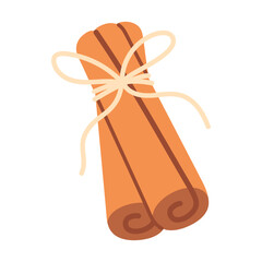 Simple cinnamon sticks illustration representing warm autumn aroma and cozy seasonal vibe. For fall food design, baking and spice projects. Flat vector. Hand drawn. Isolated background.