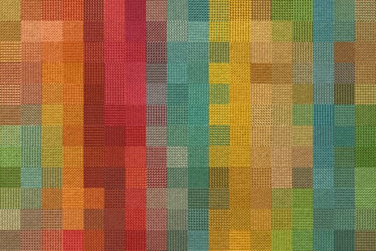 Vibrant rainbow mosaic texture featuring multicolored geometric squares blending warm and cool tones to create a dynamic abstract artistic background