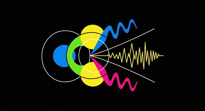 Abstract colorful data waves and signal infographic