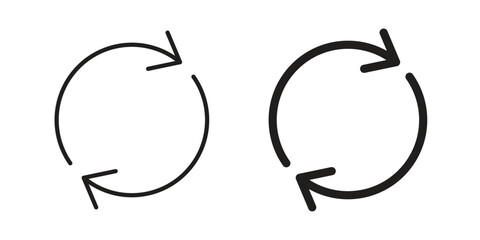 Refresh icons in outline, flat style. Vector EPS