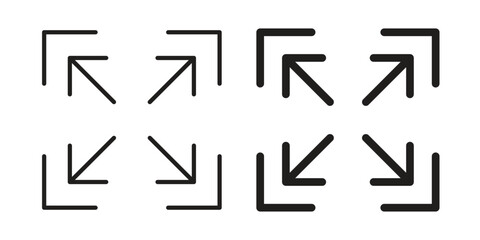 Resize icons in outline, flat style. Vector EPS