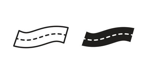 Road icons in outline, flat style. Vector EPS