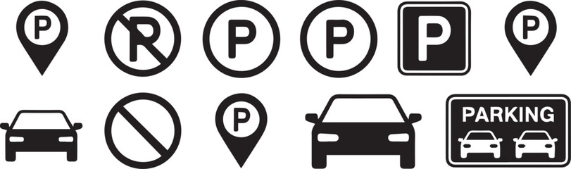parking map icon collection parking symbols and no parking signs