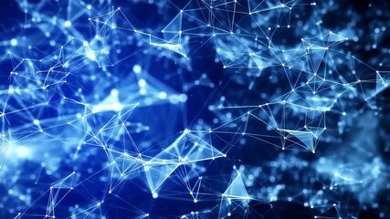 Abstract blue network of connected nodes and lines, resembling data or a neural net - Powered by Adobe