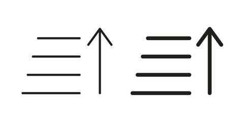 Sort amount up icons in outline, flat style. Vector EPS