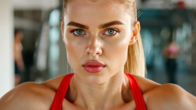 Athletic Gaze: A focused athlete exudes confidence, showcasing the strength and determination cultivated through rigorous training. A portrait of intense focus and dedication.