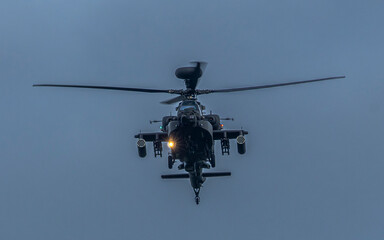 Military tank buster helicopter. Missile and chain gun armed attack chopper.