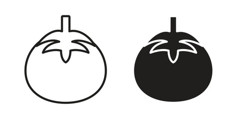 Tomato icons in outline, flat style. Vector EPS