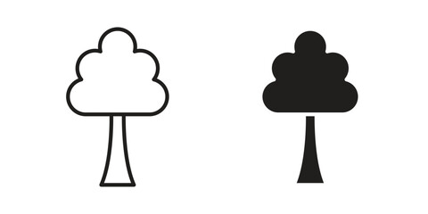 Tree free icons in outline, flat style. Vector EPS