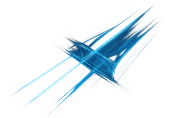 Abstract blue light streaks creating a dynamic, glowing motion effect with high speed on a transparent background