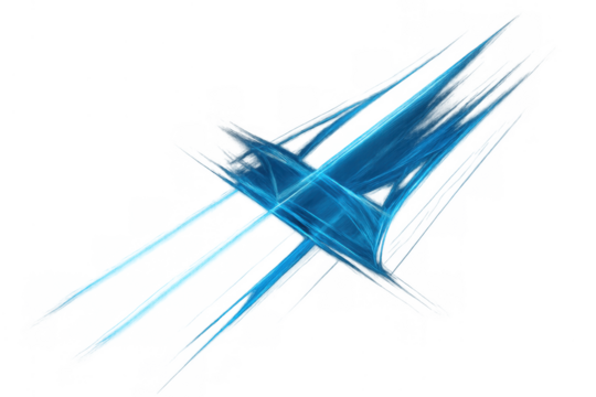 Abstract blue light streaks creating a dynamic, glowing motion effect with high speed on a transparent background