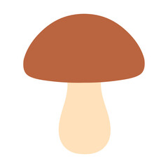 Simple mushroom illustration representing autumn nature and forest harvest. For seasonal design, nature, kids projects and cozy fall composition. Flat vector. Hand drawn. Isolated background.