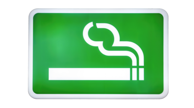 Clear green smoking sign,isolated on white background