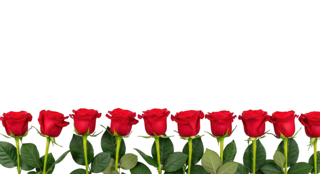 Row Of Red Roses On Black Background With Copy Space