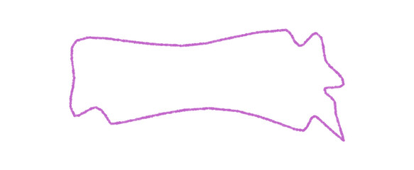 Hand drawn wavy speech balloon in soft crayon style. Rectangle outline with banner shape, graphic sketch for chat or talk concepts. Playful circle motif enriches modern communication and conversation