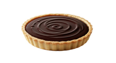 Rich chocolate tart with swirled ganache on golden crisp crust