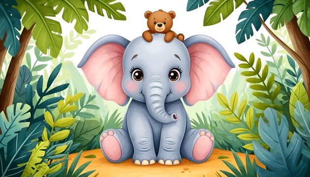 This charming illustration is perfect for children's books, nursery wall art, birthday invitations, greeting cards, and branding for baby products or toy stores.