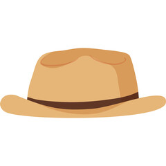 A Faded Beige Fedora Hat with a Dark Brown Band and a Transparent Background