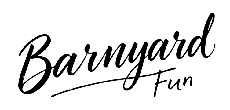 Barnyard Fun handwritten inscription, black ink calligraphy