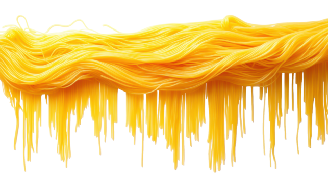 Yellow noodles flowing on a transparent background - Powered by Adobe