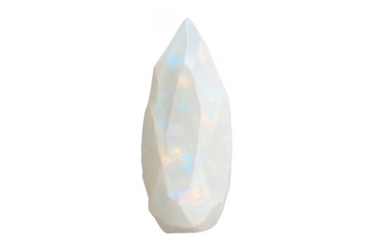 Opal gemstone crystal showing iridescent light spectrum