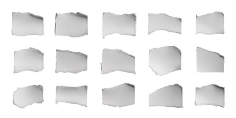 Torn Paper Pieces Set – Jagged Edge White Scrap Elements for Collage, Texture, and Digital Design