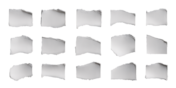 Torn Paper Pieces Set – Jagged Edge White Scrap Elements for Collage, Texture, and Digital Design