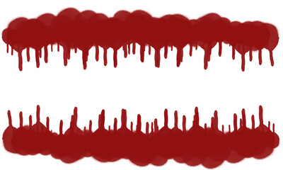 Dripping blood vector illustration red paint splatter design element isolated on white background for Halloween decoration
