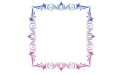 Elegant floral frame with gradient colors decorative vector border for invitations cards and design projects isolated on white background