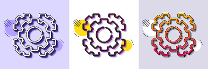 Seo gears line icon. Halftone dotted pattern. Gradient icon with grain shadow. Settings cogwheel sign. Traffic management symbol. Line seo gear icon. Various designs. Vector