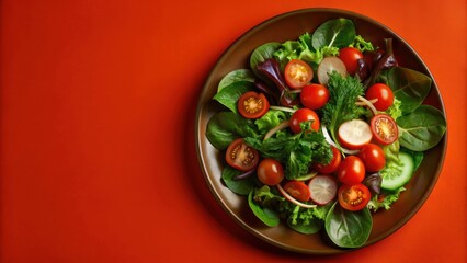 A plate filled with fresh vegetables and a side salad