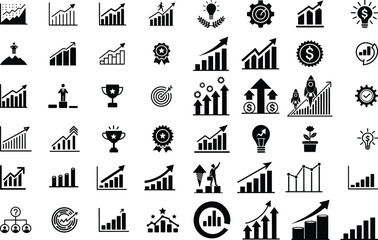 Marketing Success and Profit Growth Icon Collection