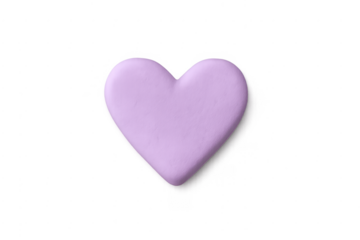 Pastel purple clay heart object isolated on transparent background