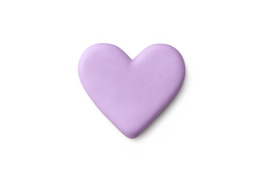 Pastel purple clay heart object isolated on transparent background - Powered by Adobe