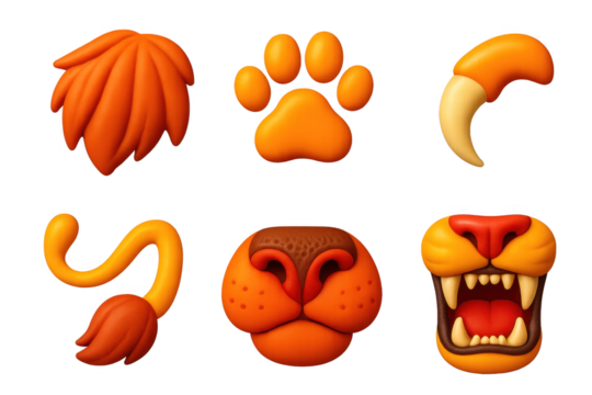 Variety of animal faces, including a lion, a tiger, and a leopard - Powered by Adobe