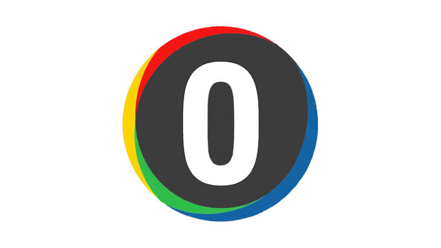 Vector illustration of number zero symbol with colorful rings on a transparent background