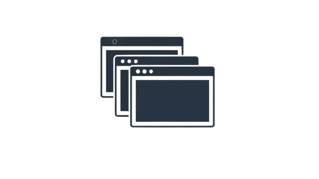Vector illustration&nbsp;of stack of browser window icons, on a transparent background