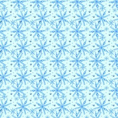 Light blue seamless pattern with hand drawn snowflakes, perfect for winter design, wrapping paper, or festive decor.