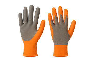 Pair of orange and gray work gloves providing hand protection for safety, industrial tasks, and diy projects