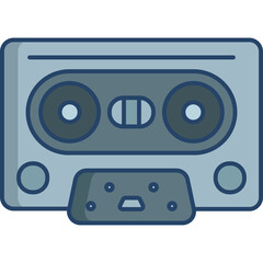 A Retro Blue Audio Cassette Tape Icon with a Transparent Background Symbolizing Music and Nostalgia