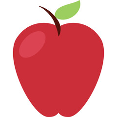 A Red Apple With A Green Leaf And A Brown Stem On A Transparent Background