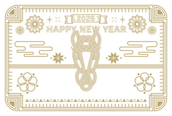 おしゃれシンプルな2026年午年年賀状
