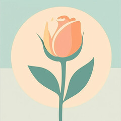 Abstract rose flower illustration with soft colors and minimalist design