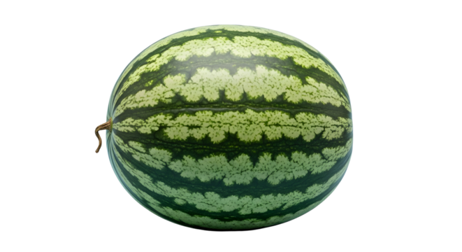 Fresh striped watermelon fruit isolated PNG with Transparent Background