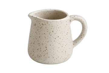 Ceramic speckled creamer pitcher object on transparent background