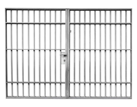 Steel bars gate with handle, symbolizing confinement, restriction, or security in a powerful and visually striking way