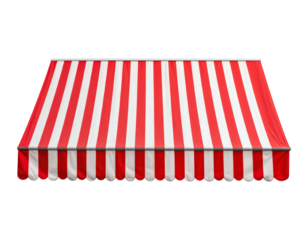 Retro red and white striped awning, ideal for storefronts, cafes, and markets, adding a touch of vintage charm and visual appeal to designs