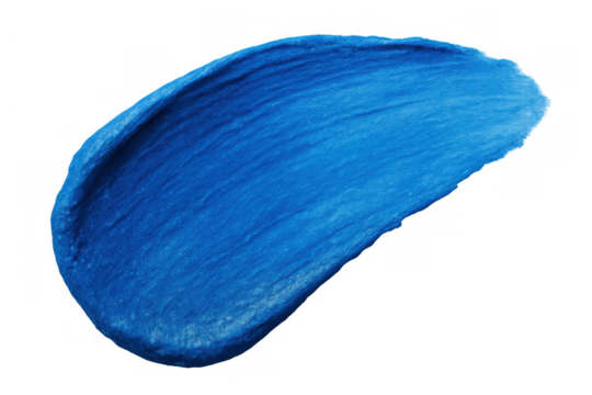 Blue acrylic paint stroke creating a vibrant texture swatch element, art supply isolated on transparent background - Powered by Adobe
