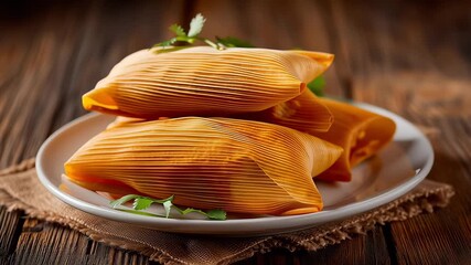 Traditional tamales served with cilantro - Powered by Adobe