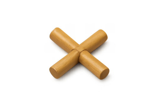 Bamboo trivet standing on transparent background